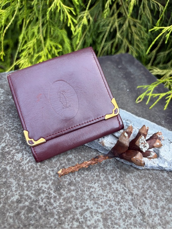 Cartier Handbags - Cartier Must de Cartier Burgundy Leather Coin Purse Wallet Vintage